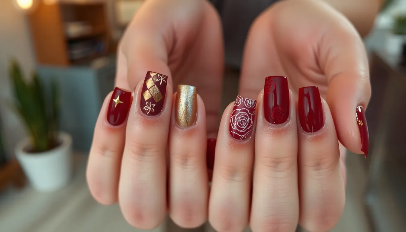 50+ Stunning Dark Red Nail Ideas That'll Make You Ditch Your Go-To Color 4 50+ Stunning Dark Red Nail Ideas That'll Make You Ditch Your Go-To Color 3