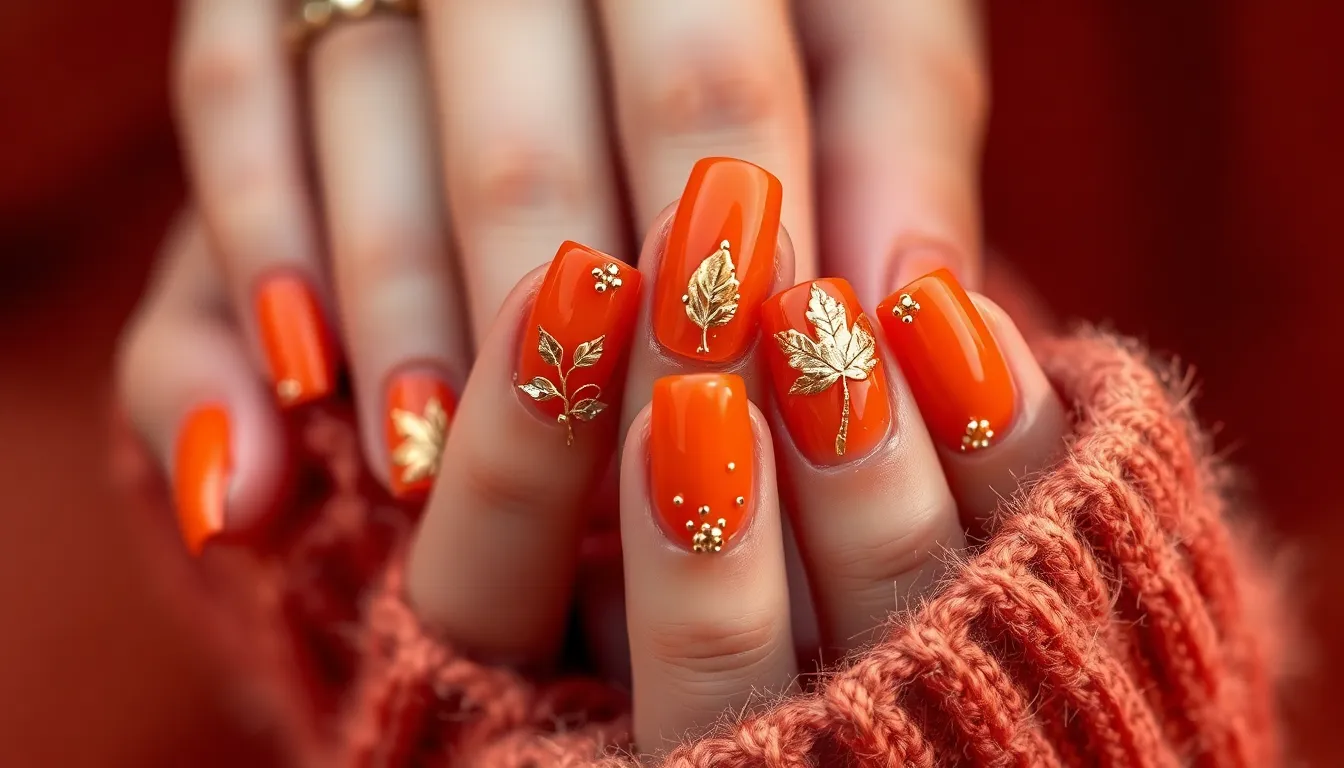 15 Stunning Orange Autumn Nails Ideas That'll Make You Fall in Love with Fall 4 15 Stunning Orange Autumn Nails Ideas That'll Make You Fall in Love with Fall 3