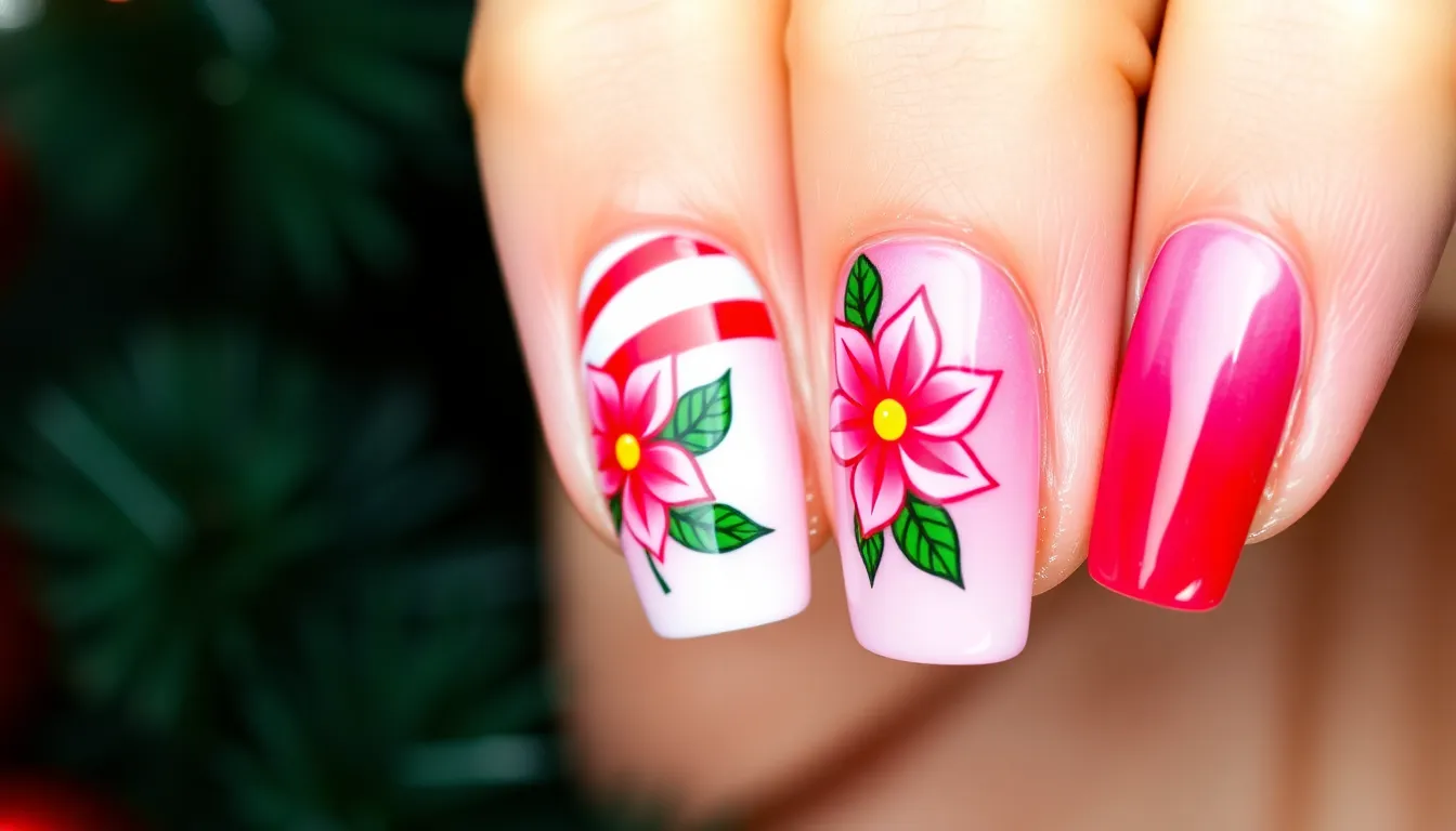 50+ Stunning Pink Christmas Nails Ideas That'll Make You Ditch Red & Green 4 50+ Stunning Pink Christmas Nails Ideas That'll Make You Ditch Red & Green 3