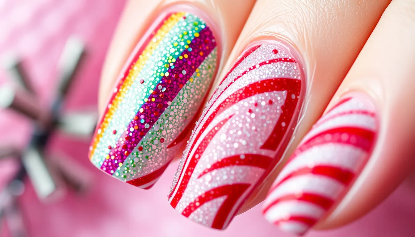 25 Stunning Christmas Glitter Nails to Sparkle All Holiday Season Long 6 25 Stunning Christmas Glitter Nails to Sparkle All Holiday Season Long 5