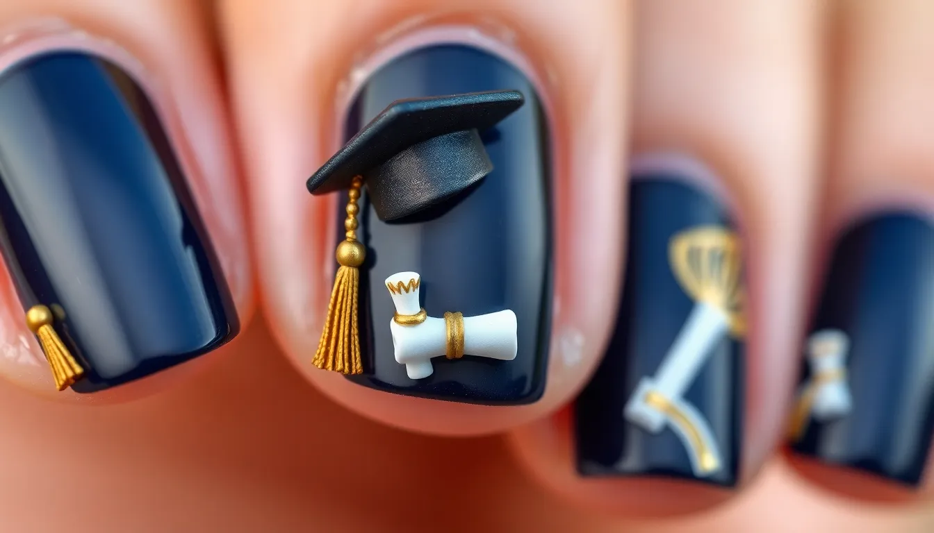 50+ Stunning Graduation Nail Ideas to Celebrate Your Big Day in Style 6 50+ Stunning Graduation Nail Ideas to Celebrate Your Big Day in Style 5