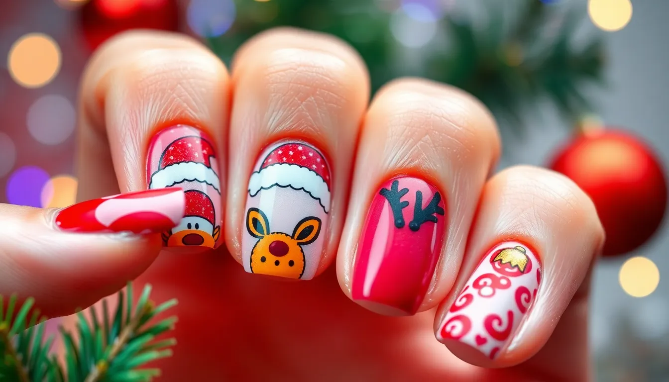 25 Stunning Christmas Nail Design Ideas to Make Your Holidays Sparkle 6 25 Stunning Christmas Nail Design Ideas to Make Your Holidays Sparkle 5