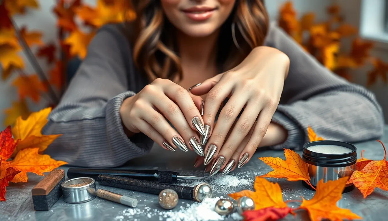 Fall Chrome Nails: 15 Stunning Designs & DIY Tips for Perfect Autumn Manicures 8 Fall Chrome Nails: 15 Stunning Designs & DIY Tips for Perfect Autumn Manicures 7