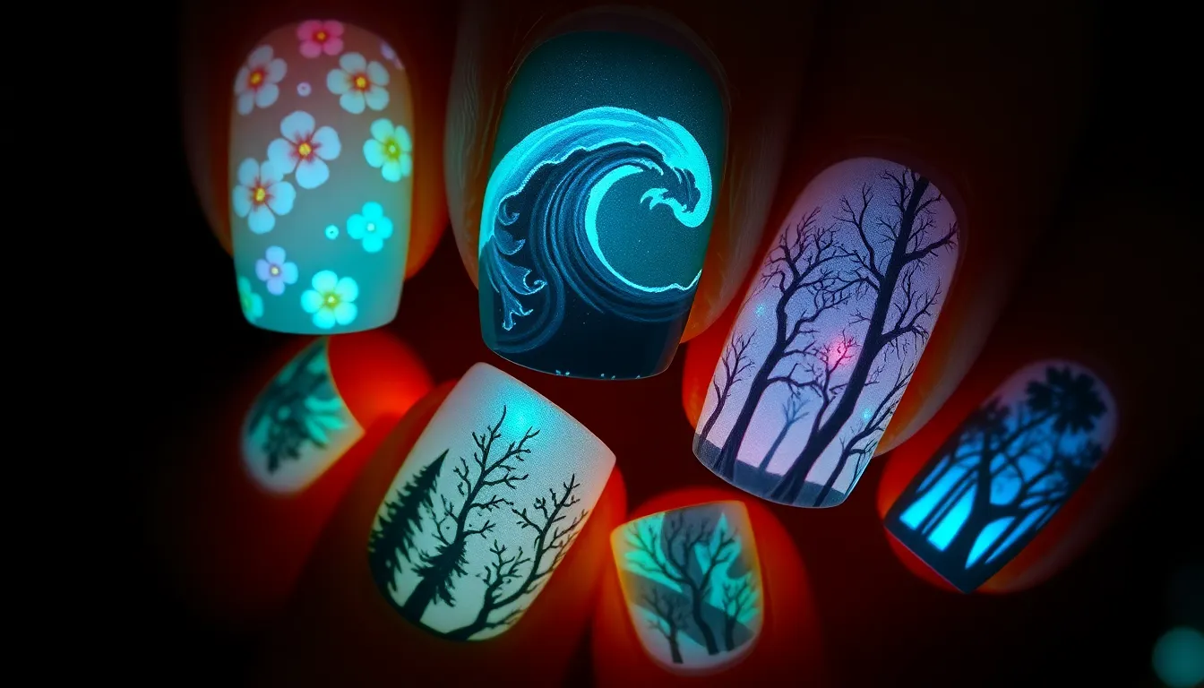 27 Stunning Glow in the Dark Nail Ideas That Will Light Up Your Night 8 27 Stunning Glow in the Dark Nail Ideas That Will Light Up Your Night 7