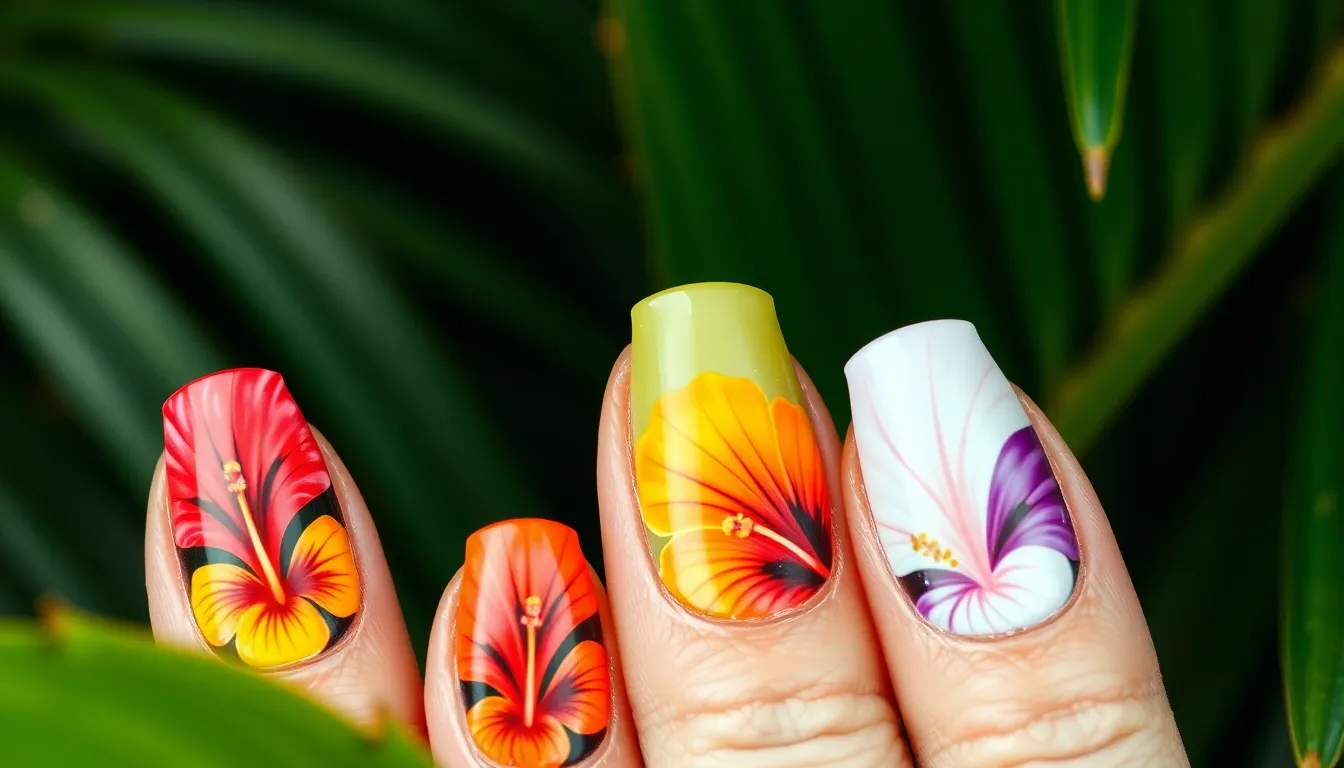 Hibiscus Flower Nails: Stunning Tropical Nail Art Ideas + Step-by-Step Guide 8 Hibiscus Flower Nails: Stunning Tropical Nail Art Ideas + Step-by-Step Guide 7