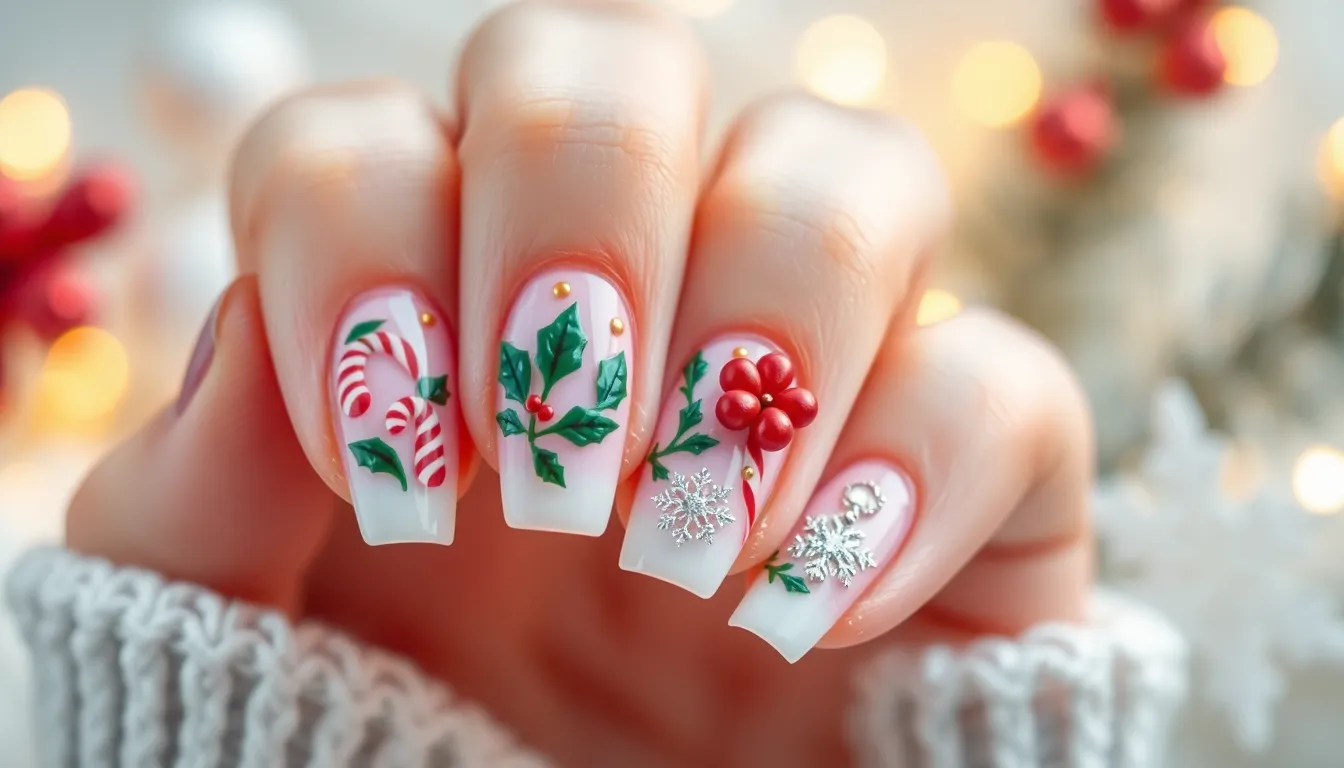 25 Stunning Christmas Nail Design Ideas to Make Your Holidays Sparkle 8 25 Stunning Christmas Nail Design Ideas to Make Your Holidays Sparkle 7