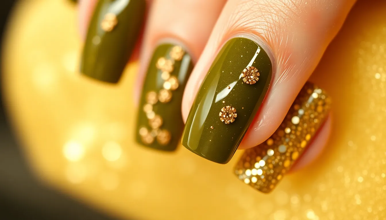 25 Stunning Olive Green Nail Ideas That'll Make You Ditch Your Go-To Color 8 25 Stunning Olive Green Nail Ideas That'll Make You Ditch Your Go-To Color 7