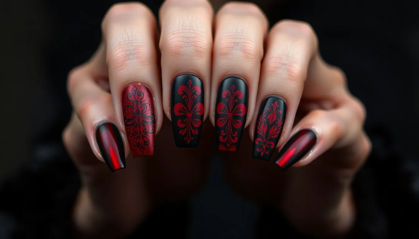 50+ Stunning Red and Black Nail Ideas That'll Make You Feel Like a Total Boss 8 50+ Stunning Red and Black Nail Ideas That'll Make You Feel Like a Total Boss 7