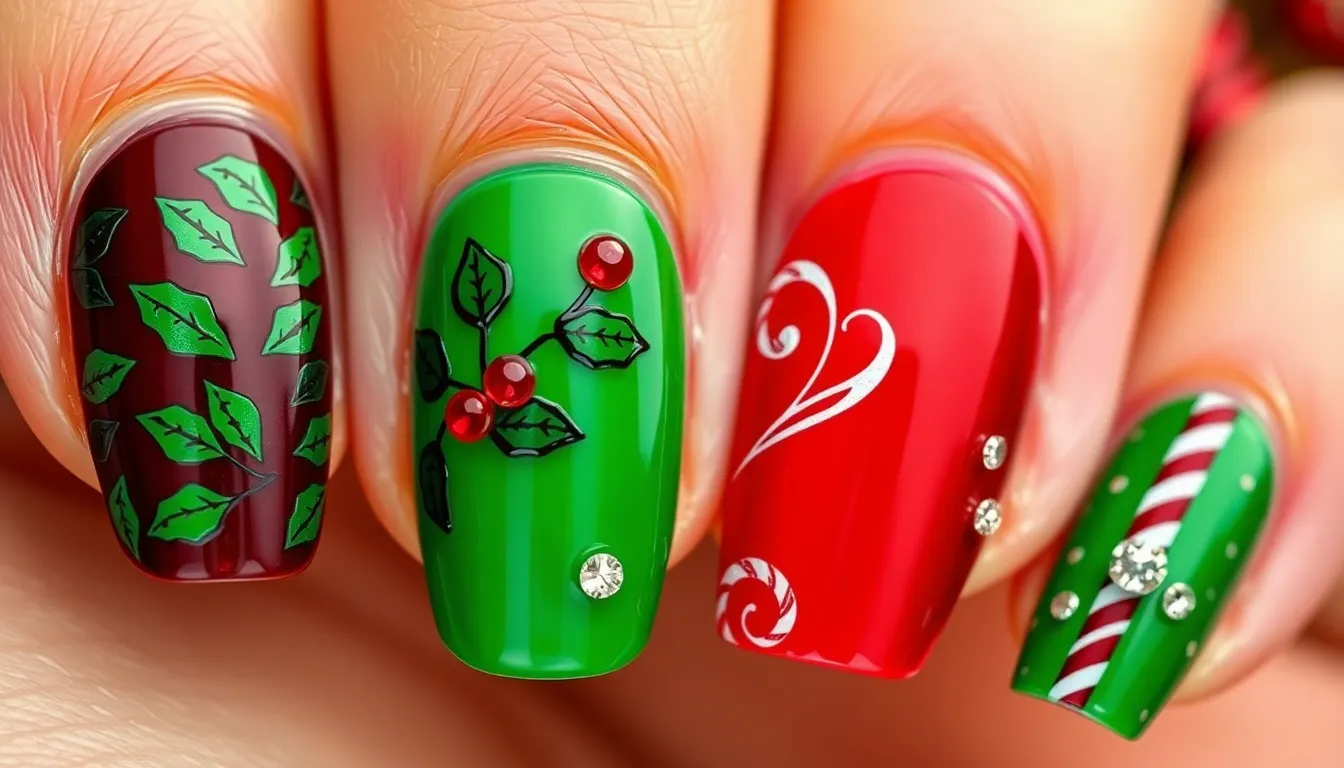 50+ Stunning Red and Green Christmas Nails Ideas That'll Make You Holiday-Ready 8 50+ Stunning Red and Green Christmas Nails Ideas That'll Make You Holiday-Ready 7