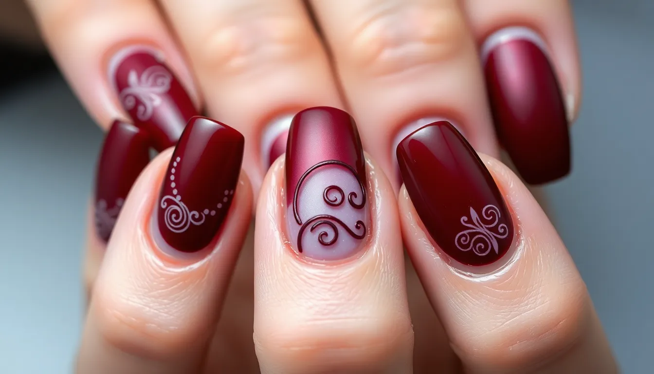 50+ Stunning Dark Red Nail Ideas That'll Make You Ditch Your Go-To Color 10 50+ Stunning Dark Red Nail Ideas That'll Make You Ditch Your Go-To Color 9