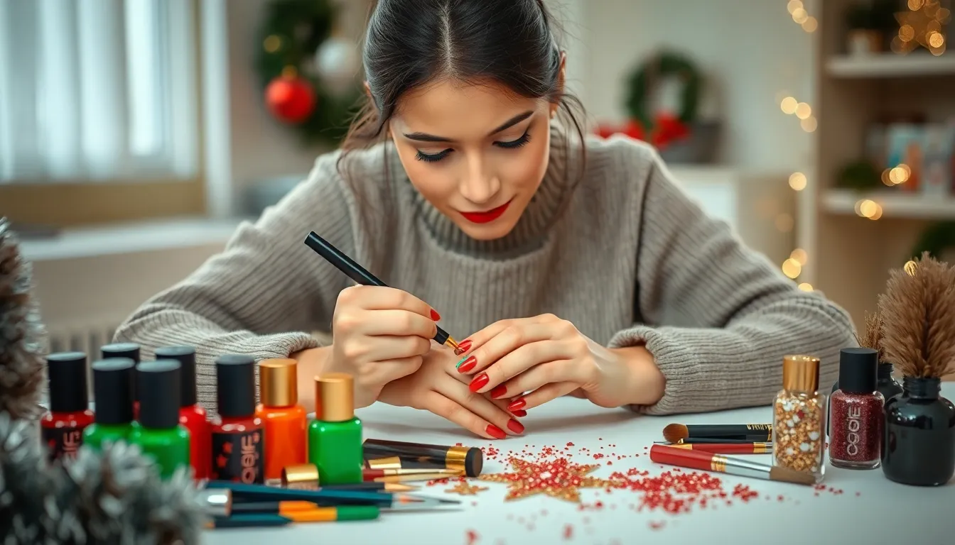 25 Stunning Christmas Nail Design Ideas to Make Your Holidays Sparkle 10 25 Stunning Christmas Nail Design Ideas to Make Your Holidays Sparkle 9