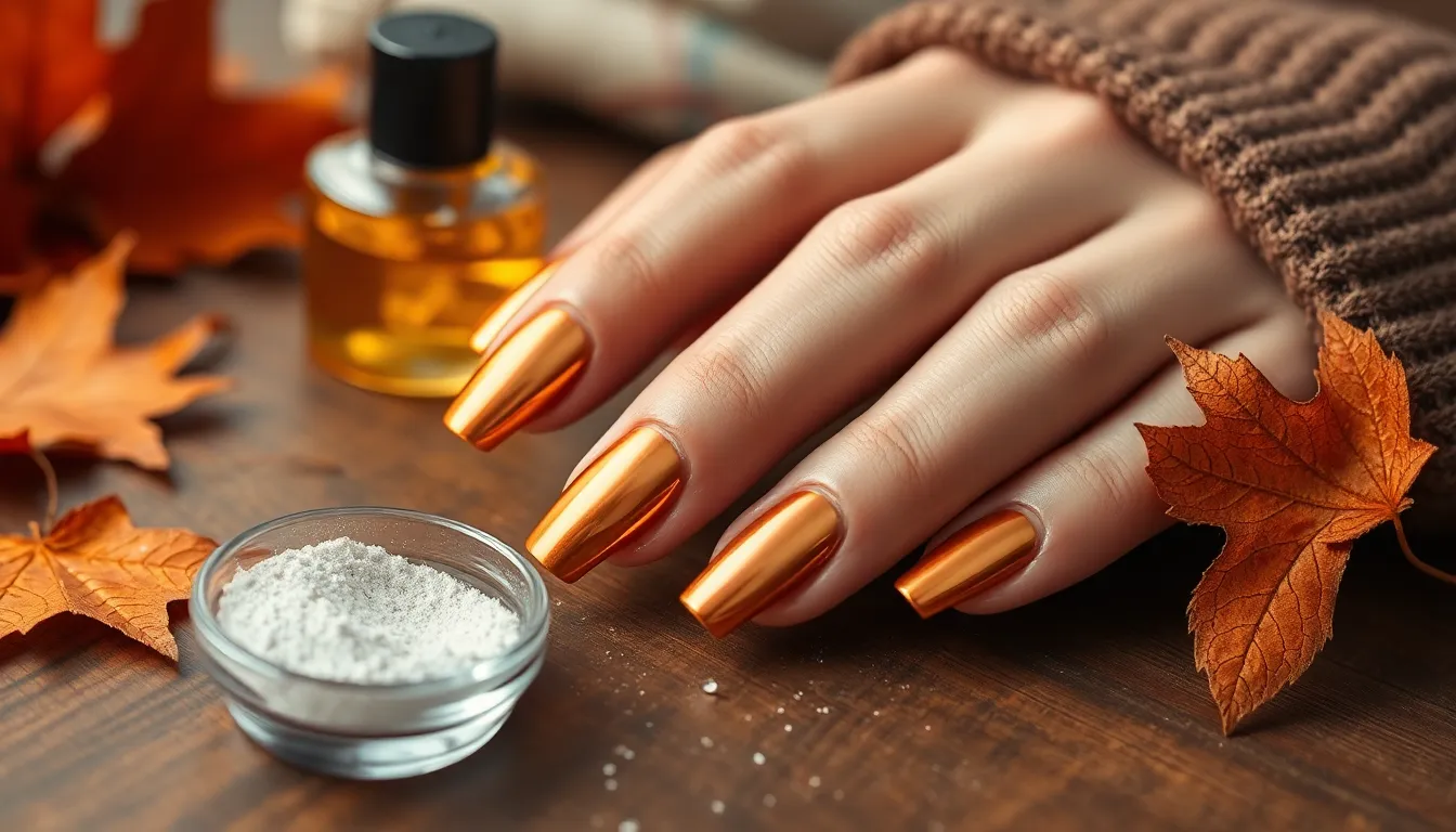 Fall Chrome Nails: 15 Stunning Designs & DIY Tips for Perfect Autumn Manicures 12 Fall Chrome Nails: 15 Stunning Designs & DIY Tips for Perfect Autumn Manicures 11