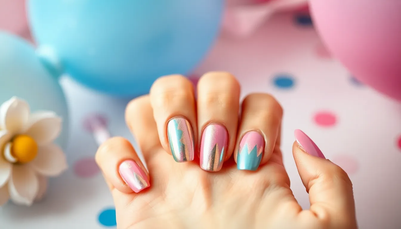 25+ Stunning Gender Reveal Nail Ideas for Your Big Announcement (2025) 12 25+ Stunning Gender Reveal Nail Ideas for Your Big Announcement (2025) 11