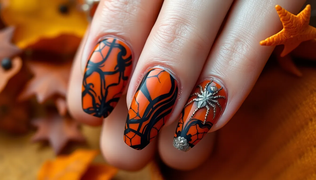 15 Stunning Orange Autumn Nails Ideas That'll Make You Fall in Love with Fall 12 15 Stunning Orange Autumn Nails Ideas That'll Make You Fall in Love with Fall 11