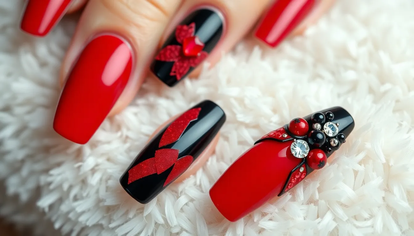 50+ Stunning Red and Black Nail Ideas That'll Make You Feel Like a Total Boss 12 50+ Stunning Red and Black Nail Ideas That'll Make You Feel Like a Total Boss 11