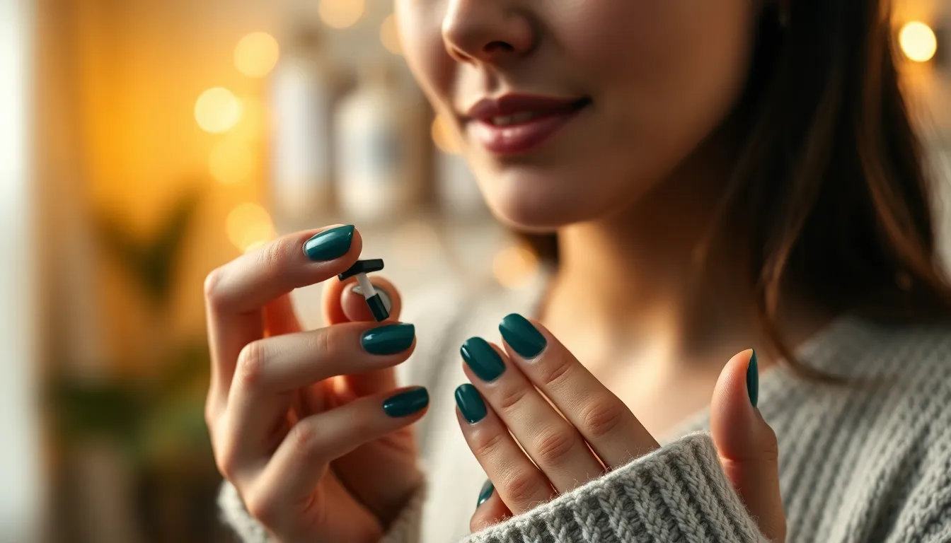Dark Green Nails: 7 Stunning Shades That Will Transform Your Manicure Game 14 Dark Green Nails: 7 Stunning Shades That Will Transform Your Manicure Game 13