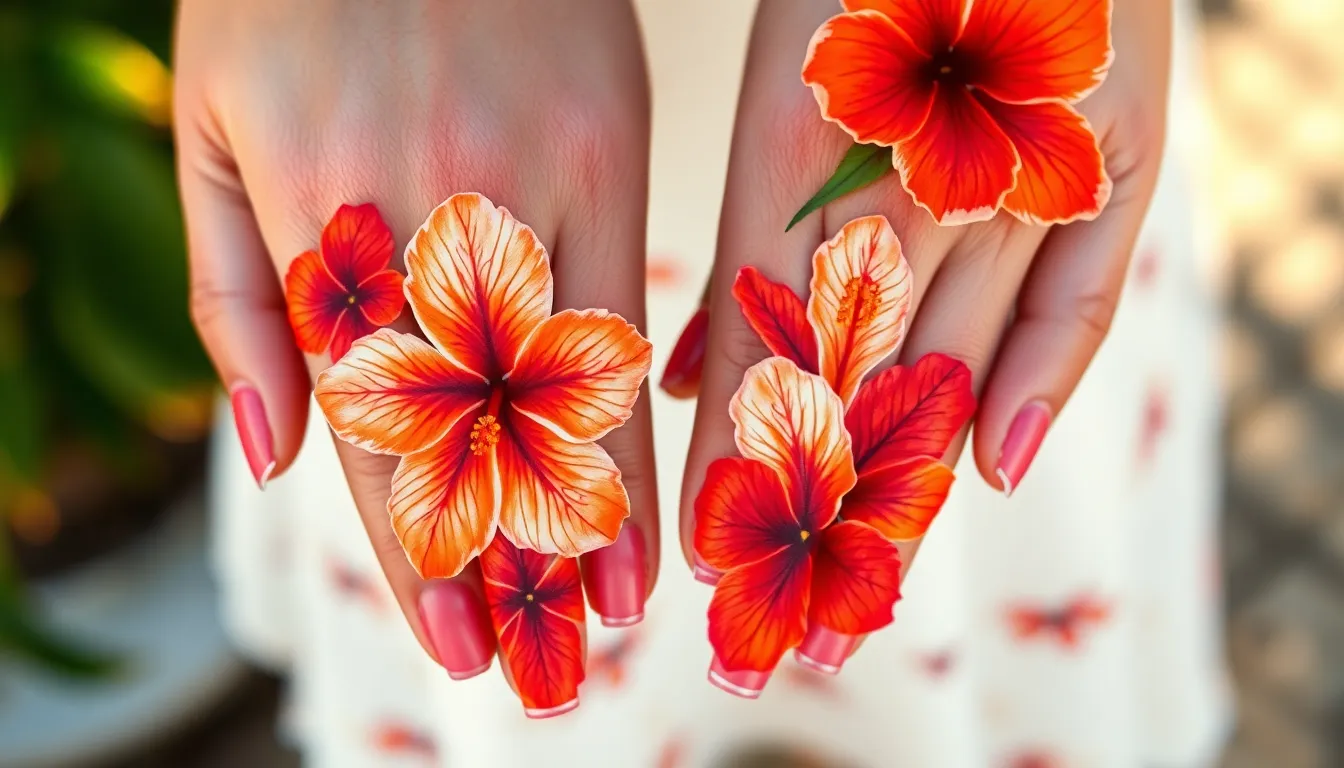 Hibiscus Flower Nails: Stunning Tropical Nail Art Ideas + Step-by-Step Guide 14 Hibiscus Flower Nails: Stunning Tropical Nail Art Ideas + Step-by-Step Guide 13