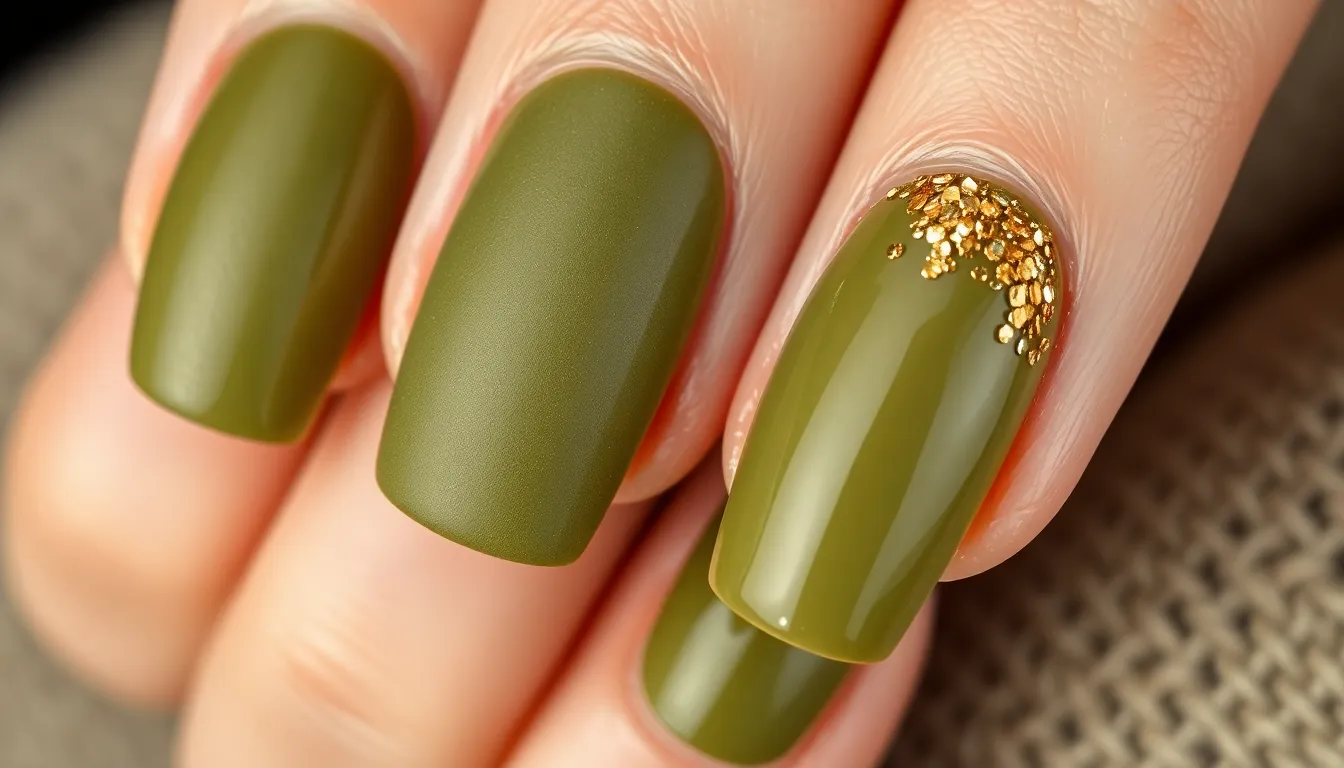 25 Stunning Olive Green Nail Ideas That'll Make You Ditch Your Go-To Color 14 25 Stunning Olive Green Nail Ideas That'll Make You Ditch Your Go-To Color 13