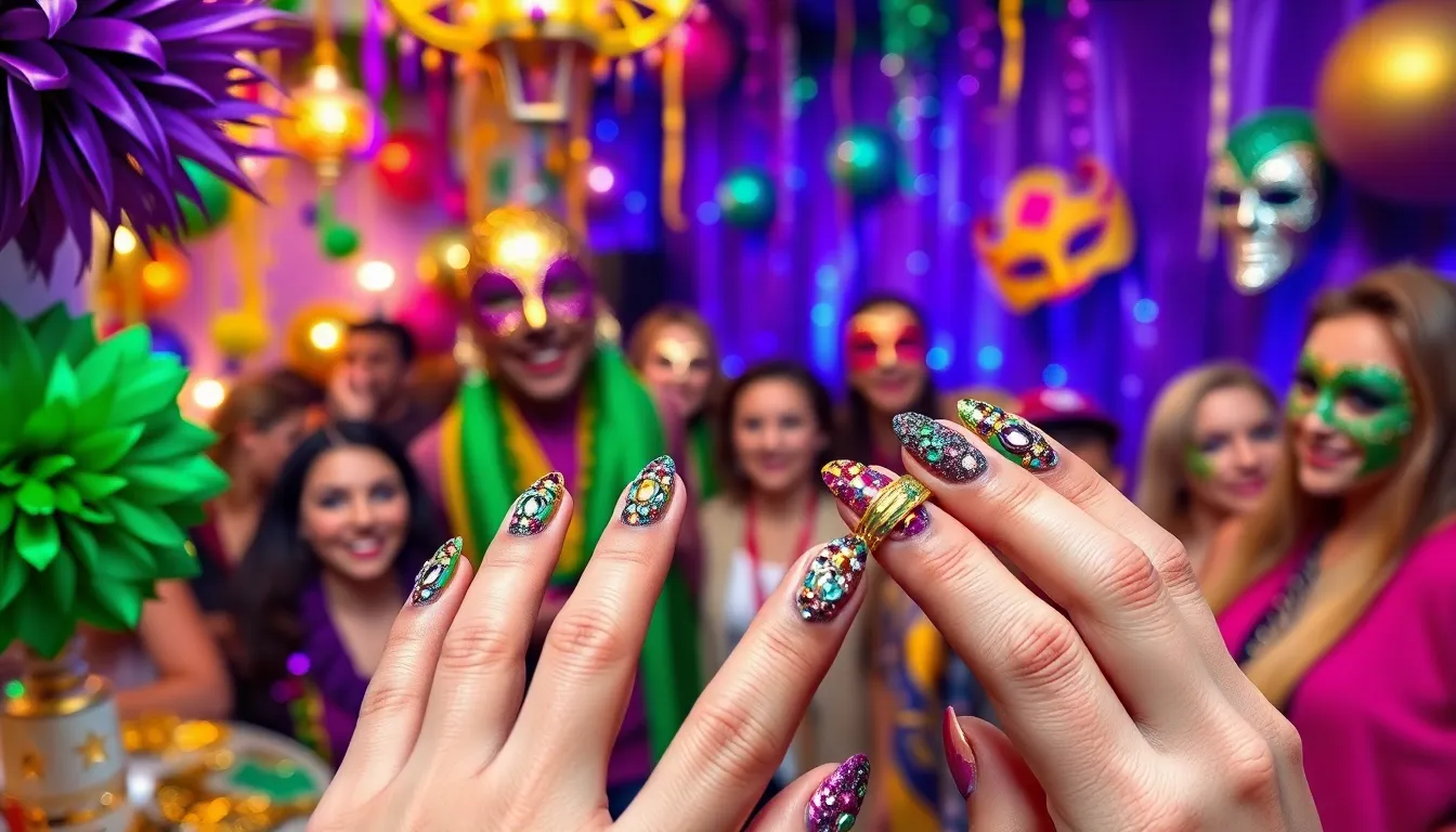 25 Stunning Mardi Gras Nail Ideas That'll Make You the Life of the Party 16 25 Stunning Mardi Gras Nail Ideas That'll Make You the Life of the Party 15
