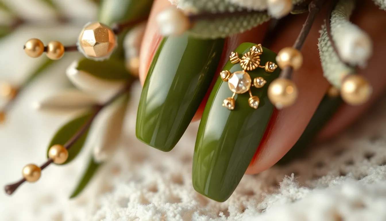 25 Stunning Olive Green Nail Ideas That'll Make You Ditch Your Go-To Color 16 25 Stunning Olive Green Nail Ideas That'll Make You Ditch Your Go-To Color 15