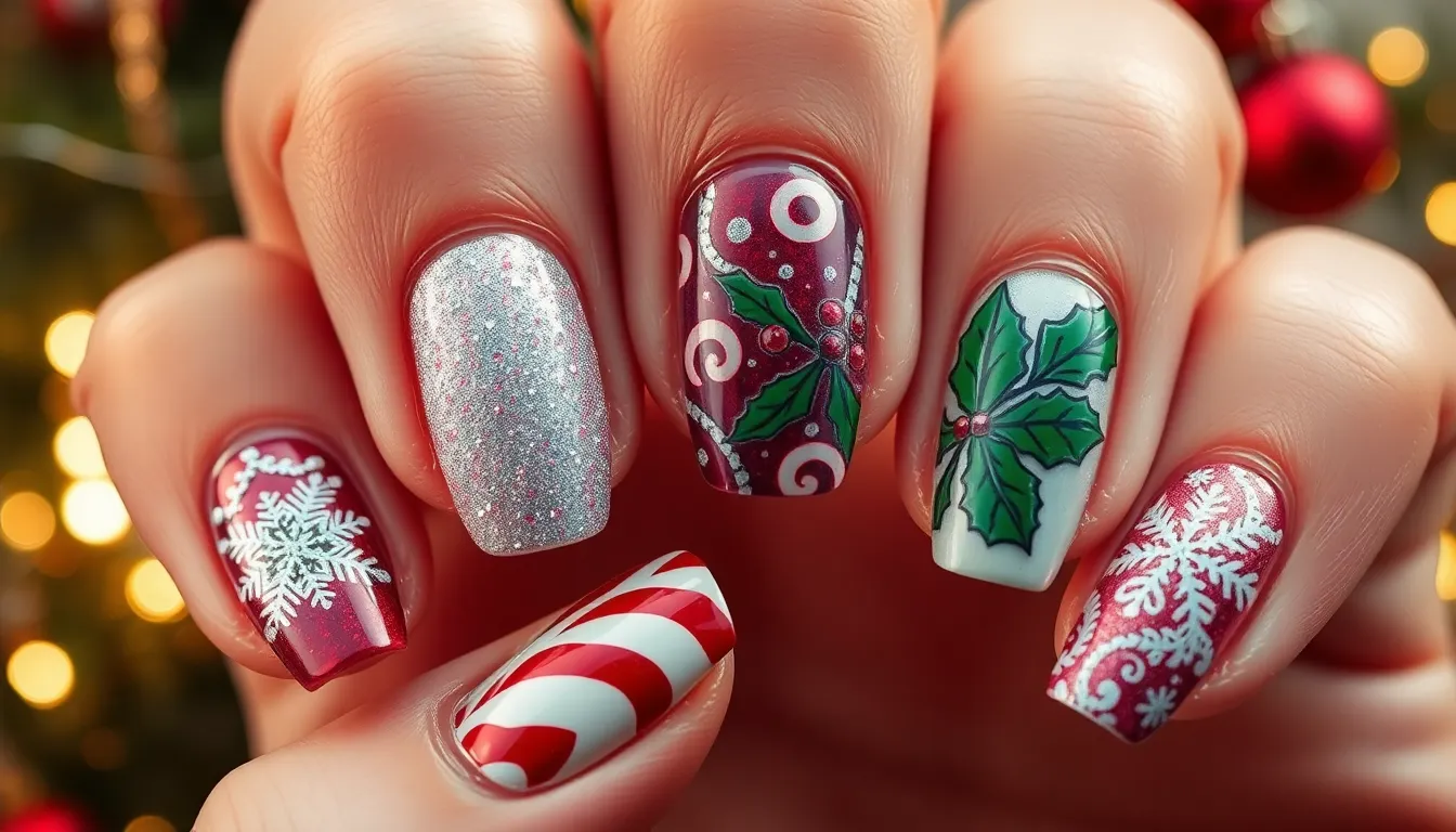 50 Stunning Christmas Nail Design Ideas to Sparkle This Holiday Season 18 50 Stunning Christmas Nail Design Ideas to Sparkle This Holiday Season 17
