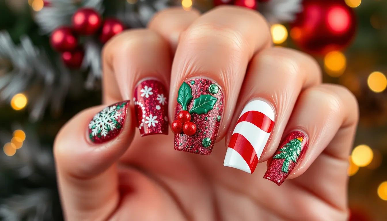 50+ Stunning Red and Green Christmas Nails Ideas That'll Make You Holiday-Ready 18 50+ Stunning Red and Green Christmas Nails Ideas That'll Make You Holiday-Ready 17