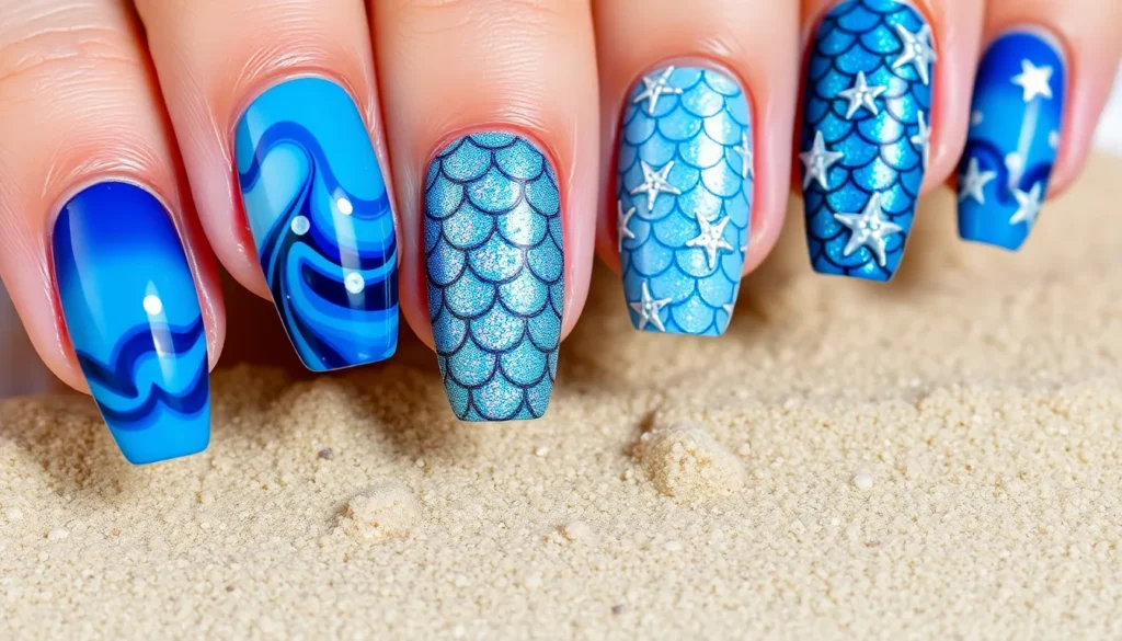 25 Stunning Ocean Nail Ideas From Mermaid Scales To Deep Sea Blues 