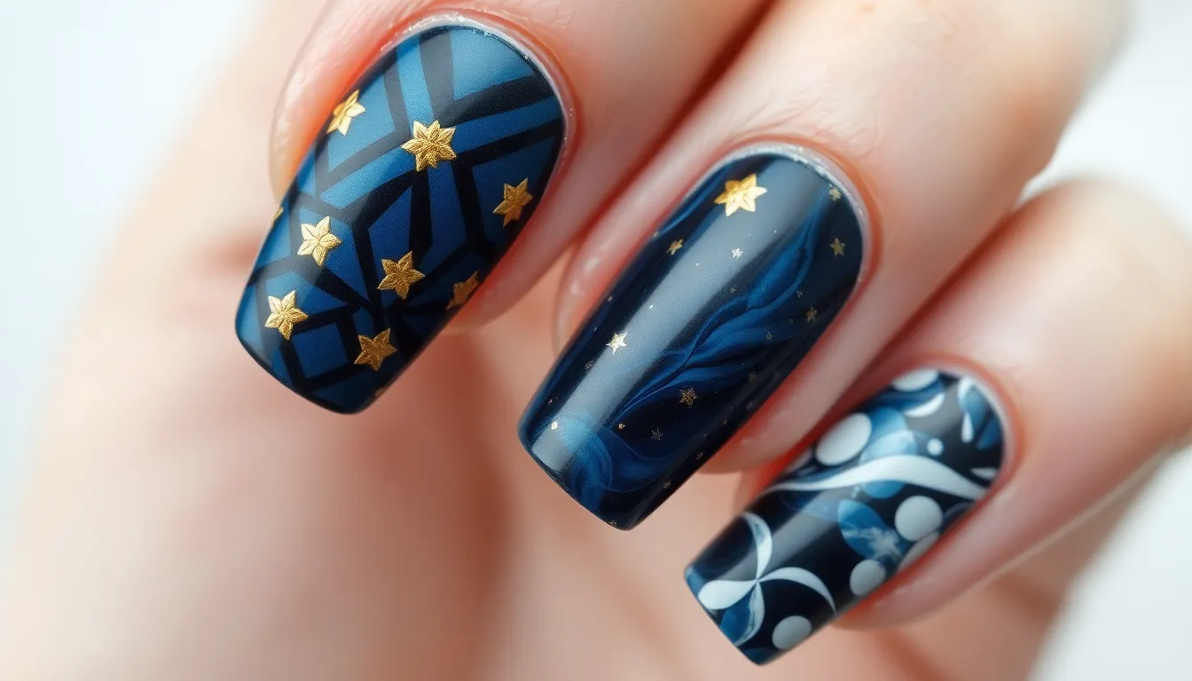 30 Stunning Dark Blue Nail Ideas That'll Make You Ditch Your Go-To Polish 2 30 Stunning Dark Blue Nail Ideas That'll Make You Ditch Your Go-To Polish 1