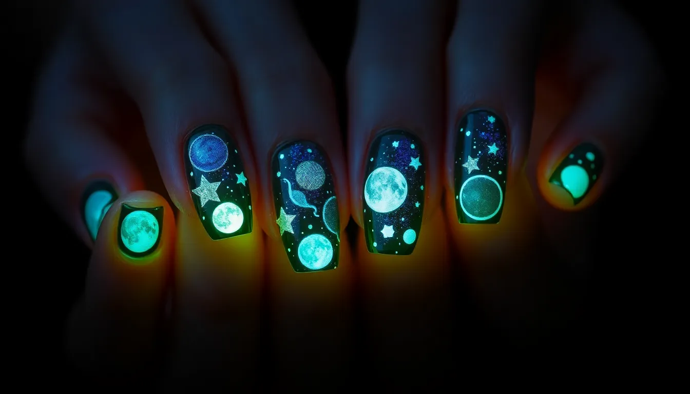 27 Stunning Glow in the Dark Nail Ideas That Will Light Up Your Night 2 27 Stunning Glow in the Dark Nail Ideas That Will Light Up Your Night 1