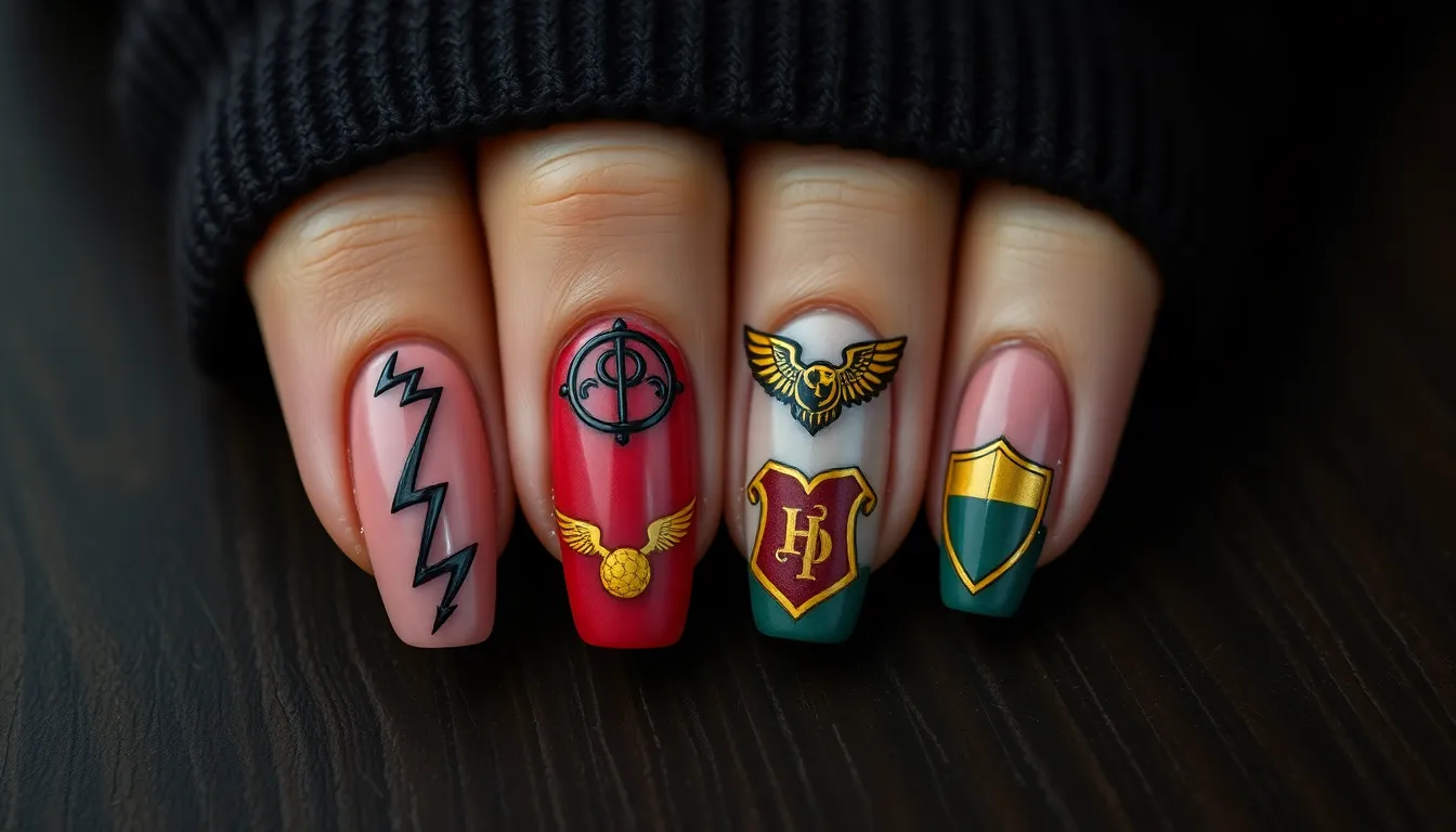 25 Magical Harry Potter Nail Ideas to Cast a Spell on Your Manicure 2 25 Magical Harry Potter Nail Ideas to Cast a Spell on Your Manicure 1