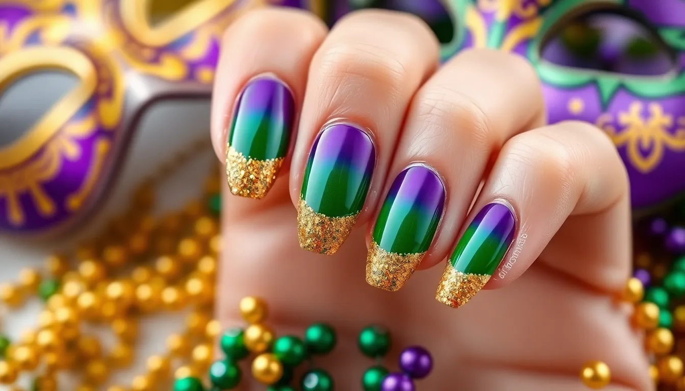 25 Stunning Mardi Gras Nail Ideas That'll Make You the Life of the Party 2 25 Stunning Mardi Gras Nail Ideas That'll Make You the Life of the Party 1